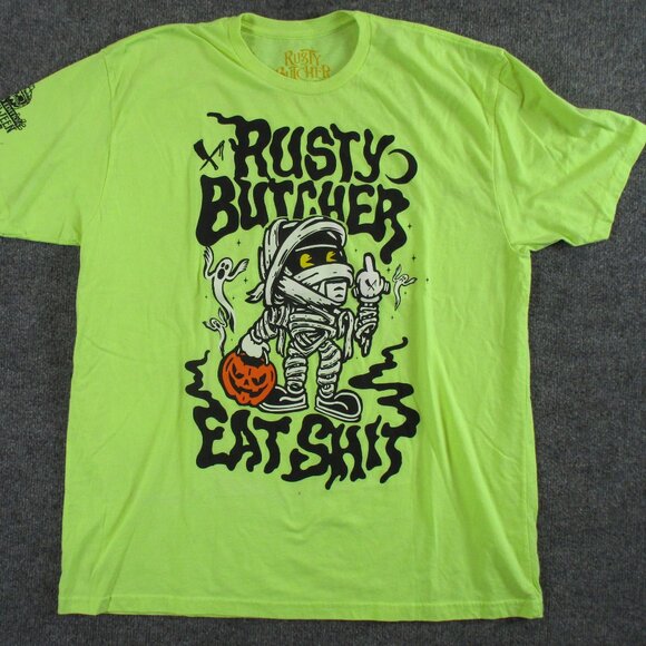 Rusty Butcher Shirt Adult 2XL Short Sleeve Graphic Tee Halloween Racing Mens - Picture 1 of 8